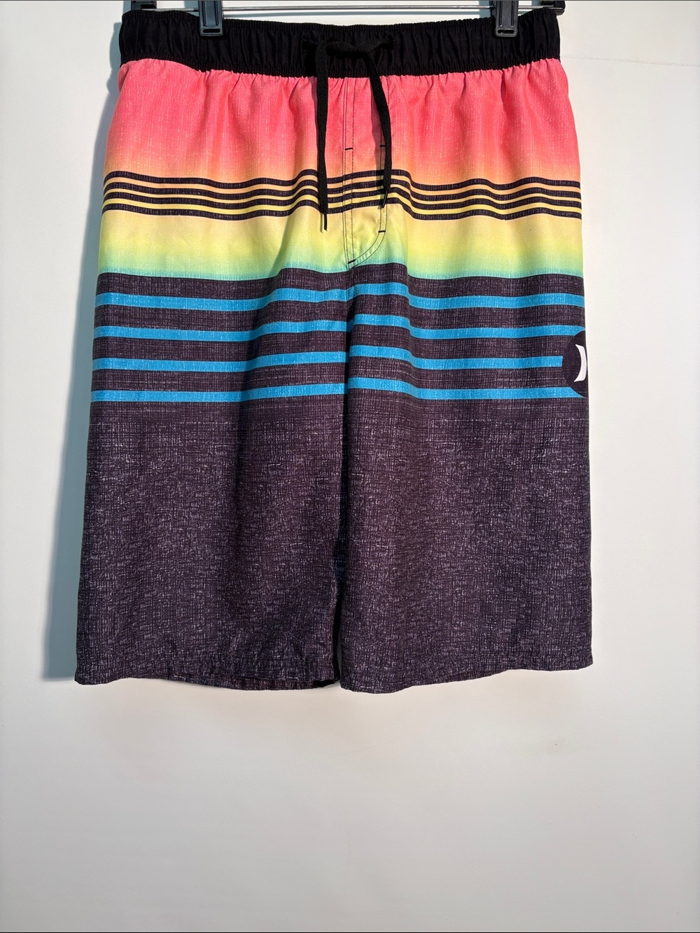 Hurley Youth Black Multi-Color Stripe Board Shorts